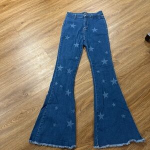 Nasty Gal Blue Star Flare Jeans